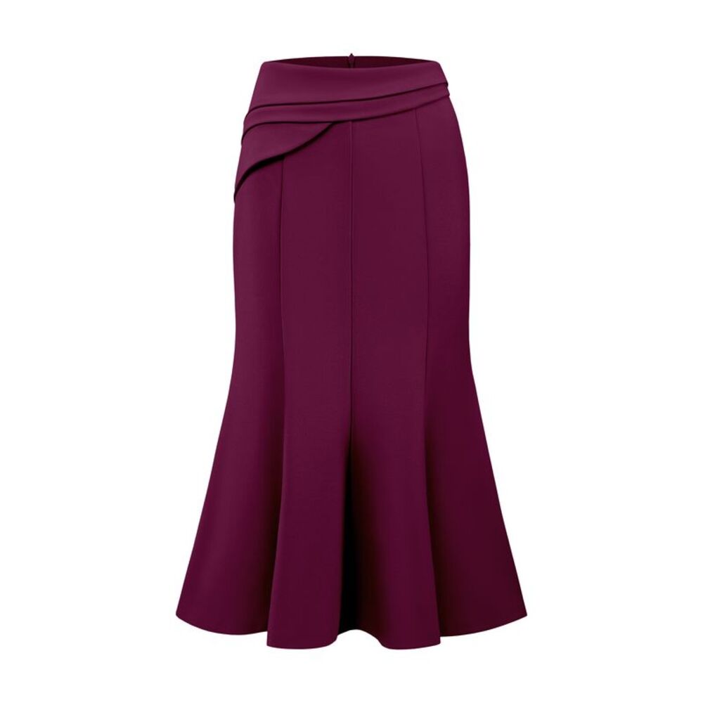 Midi Mermaid Skirt Work High Elastic Waisted Fishtails Skirts Purple
